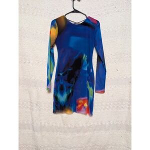 Zara women's dress multicolor medium cross straps party tulle mesh dress